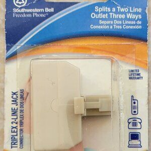 Triplex 2-Line Jack, Splits a Two-Line Outlet Three Ways